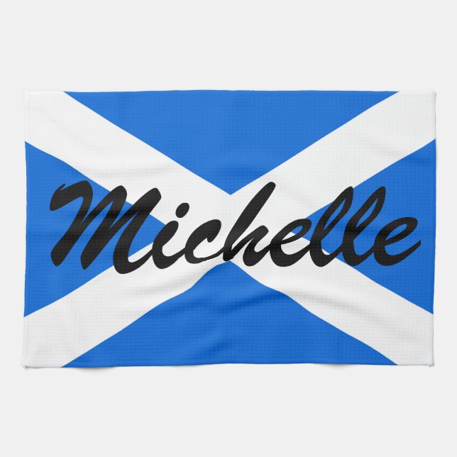 Custom Name Scottish Flag ktcnt Kitchen Towel (Horizontal)