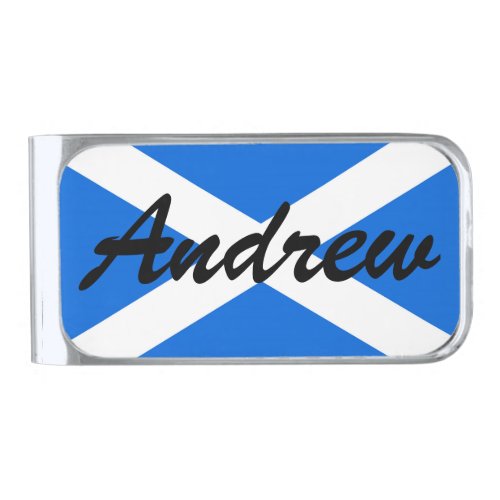 Custom Name Scottish Flag mccnt Silver Finish Money Clip