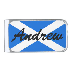 Custom Name Scottish Flag mct Silver Finish Money Clip
