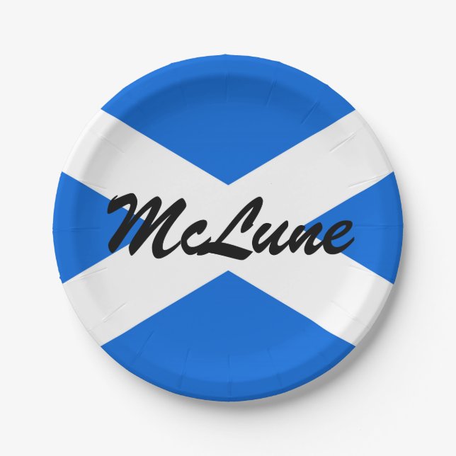 Custom Name Scottish Flag ppcnt Paper Plates (Front)