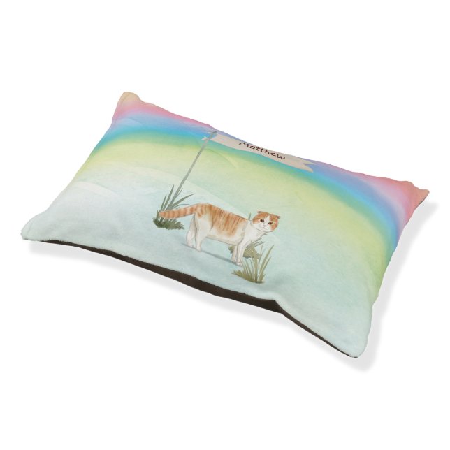 Custom Name Scottish Fold Cat Pet Bed (Angled)