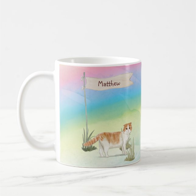 Custom Name Scottish Fold Cat Pet Coffee Mug (Left)
