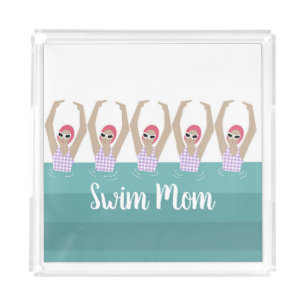 Custom Name Script Artistic Synchro Swim Mom  Acrylic Tray