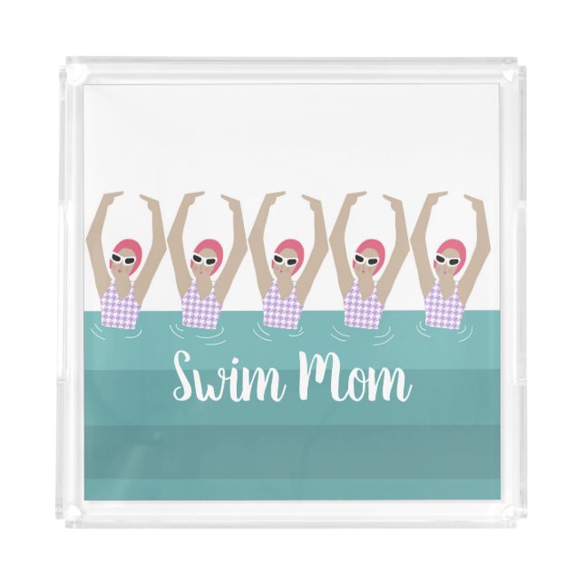 Custom Name Script Artistic Synchro Swim Mom  Acrylic Tray (Front)