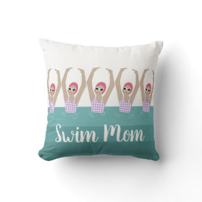 Custom Name Script Artistic Synchro Swim Mom Throw Pillow