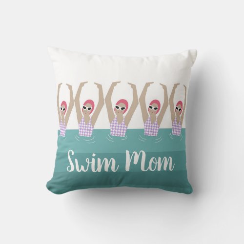 Custom Name Script Artistic Synchro Swim Mom Throw Pillow