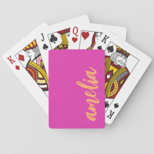 Custom name script bold magenta orange poker cards