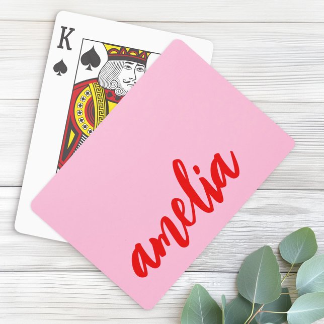 Custom name script bold pink and red poker cards (Custom name script bold pink and red poker cards)