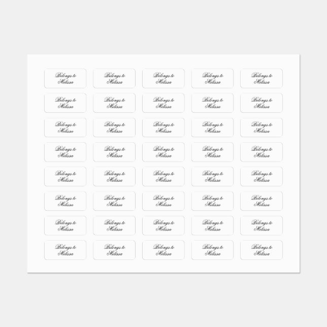 Custom Name Script Font Kids' Labels (Sheet)