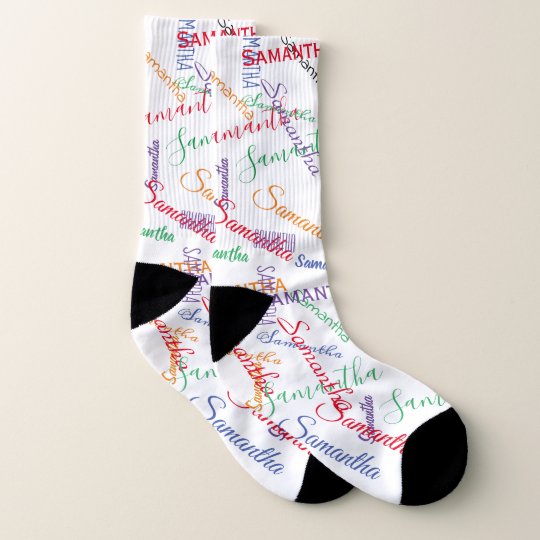 Custom Name Script Personalized colorful Socks | Zazzle.com