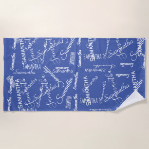 Custom Name Script Personalized Monogram Beach Towel