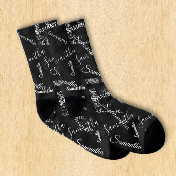Custom Name Script Personalized Socks by ColorFlowCreations at Zazzle