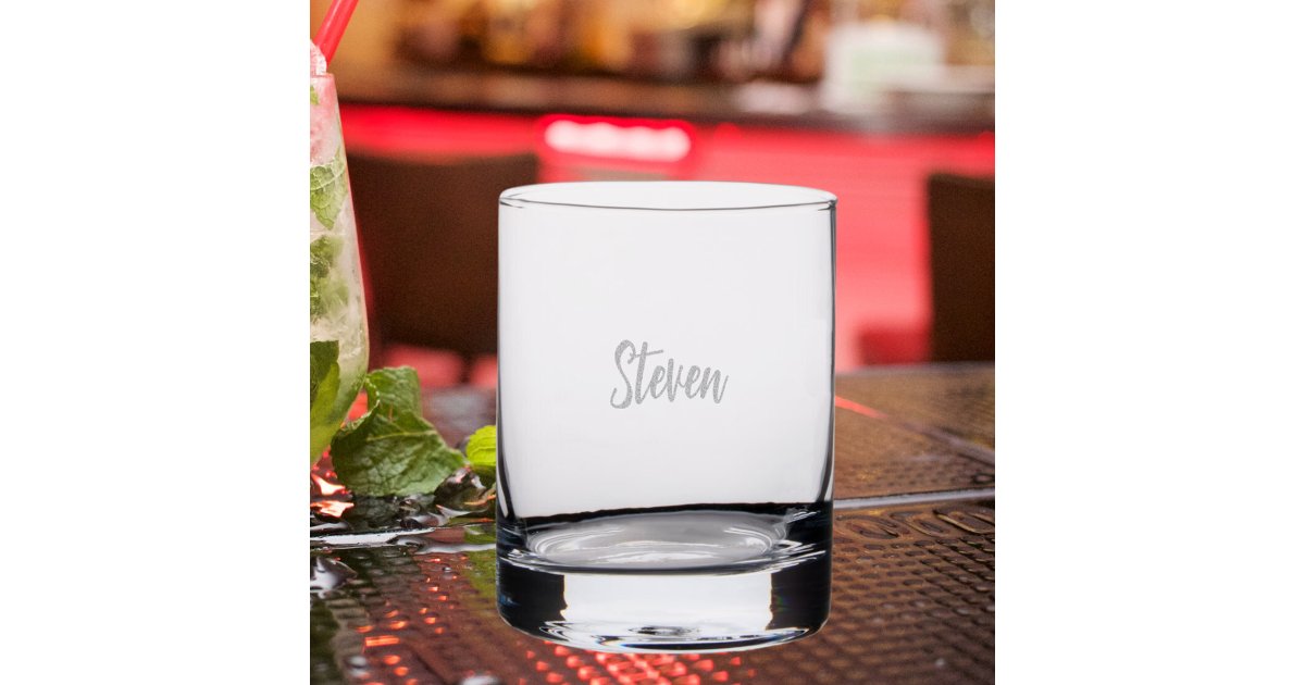 Custom name script rocks glass | Zazzle
