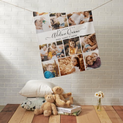 Custom Name Script We Love you Modern Photo Baby Blanket