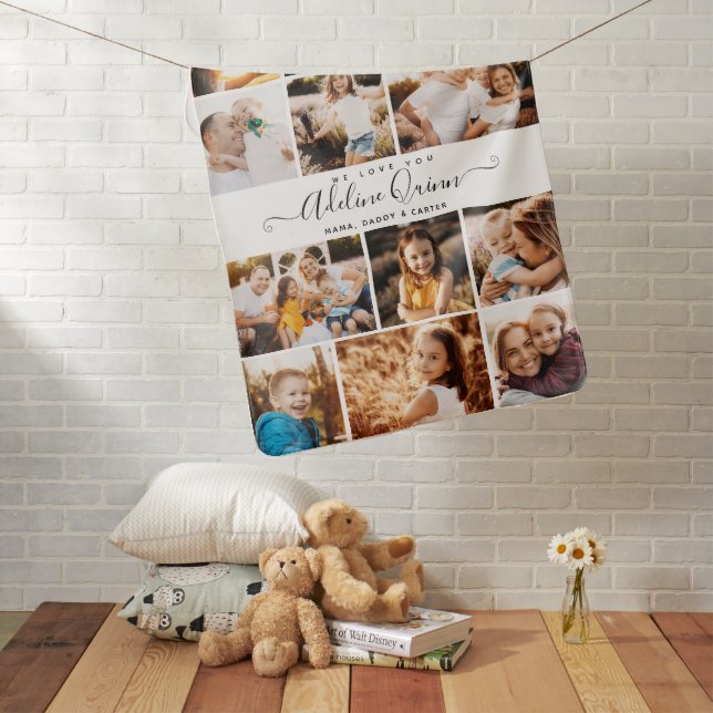 Custom Name Script We Love you Modern Photo Baby Blanket (In Situ)