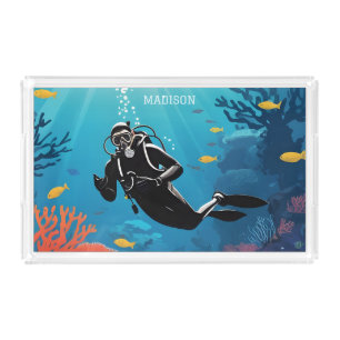 Custom Name Scuba Diver Acrylic Tray