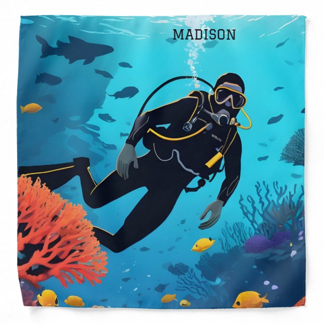 Custom Name Scuba Diver Bandana (Front)