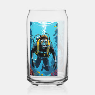 Custom Name Scuba Diver Can Glass