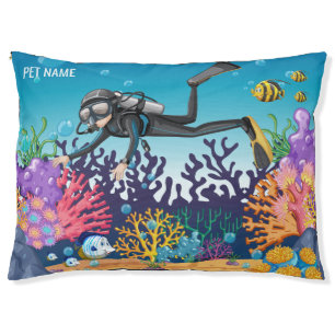 Custom name Scuba Diver dog beds