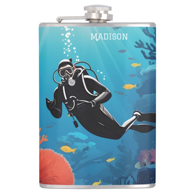 Custom Name Scuba Diver Flask (Front)