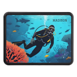 Custom Name Scuba Diver Hitch Cover