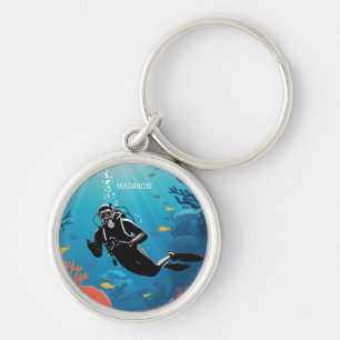 Custom Name Scuba Diver Keychain