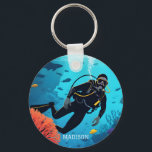 Custom Name Scuba Diver Keychain<br><div class="desc">See my store for more items with this image.</div>