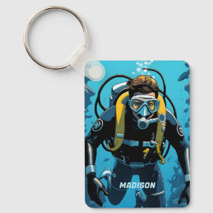 Custom Name Scuba Diver Keychain