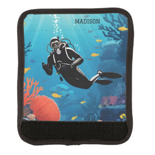Custom Name Scuba Diver Luggage Handle Wrap