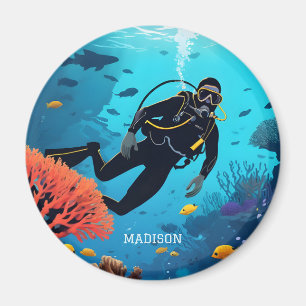 Custom Name Scuba Diver Magnet