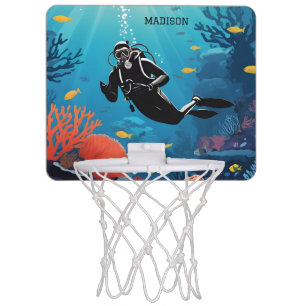 Custom Name Scuba Diver Mini Basketball Hoop