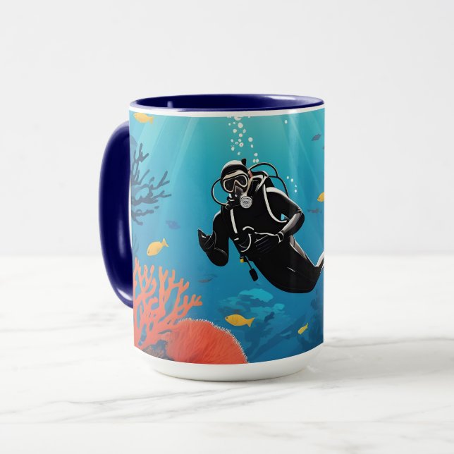 Custom Name Scuba Diver Mug (Front Left)