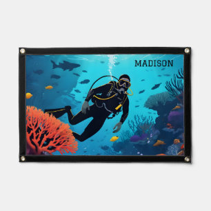 Custom Name Scuba Diver Pennant