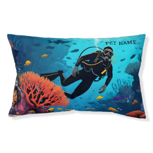 Custom Name Scuba Diver Pet Bed