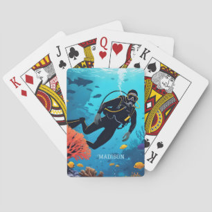 Custom Name Scuba Diver Poker Cards