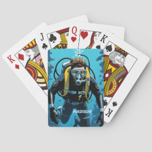 Custom Name Scuba Diver Poker Cards