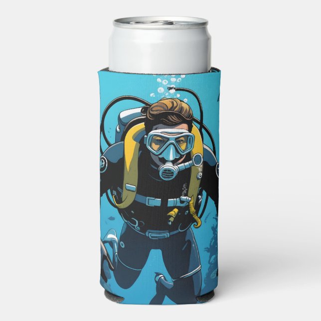 Custom Name Scuba Diver Seltzer Can Cooler (Seltzer Back)