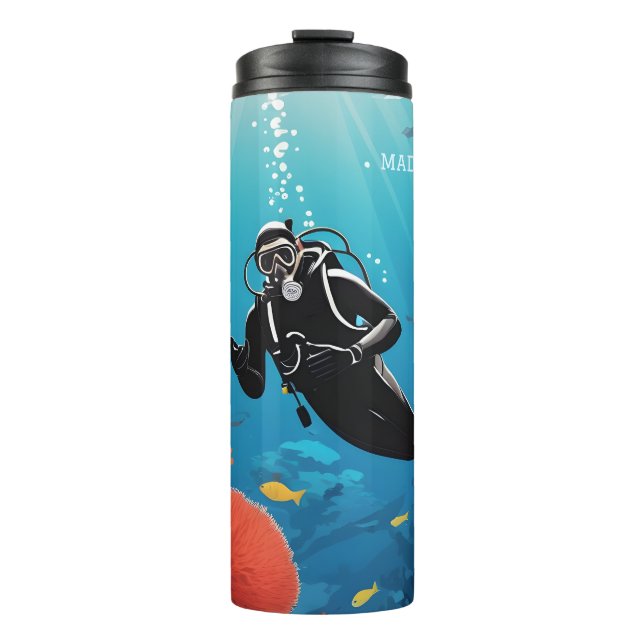 Custom Name Scuba Diver Thermal Tumbler (Front)