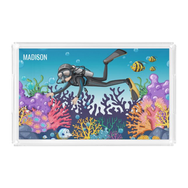 Custom name Scuba Diver trays (Front)
