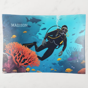 Custom Name Scuba Diver Trinket Tray