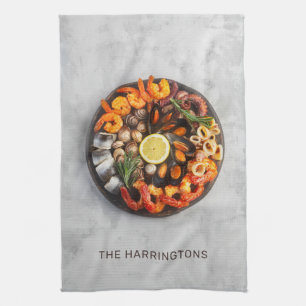 Custom name Seafood Platter Kitchen Towel