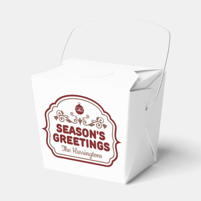 Custom name Season's Greetings favor boxes (Front Side)