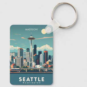 Custom Name Seattle Washington Keychain