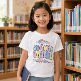 Custom Name Second Grade Learning and Growing T-Shirt