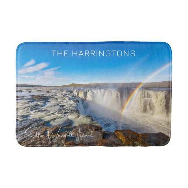 Custom Name Selfoss Waterfall, Iceland Bath Mat (Front)