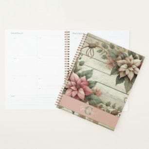 Custom Name Shabby Chic Pastel Poinsettias Garland Planner