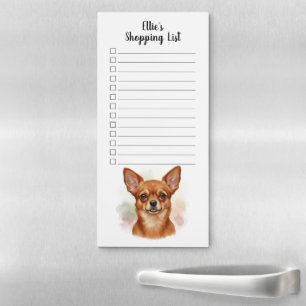 Custom Name Short Haired Chihuahua Watercolor List Magnetic Notepad
