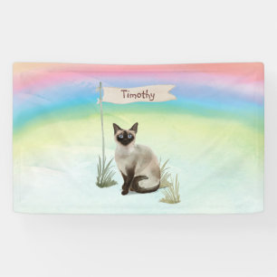Custom Name Siamese Cat Pet Banner