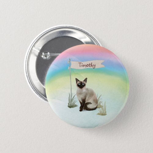 Custom Name Siamese Cat Pet Button
