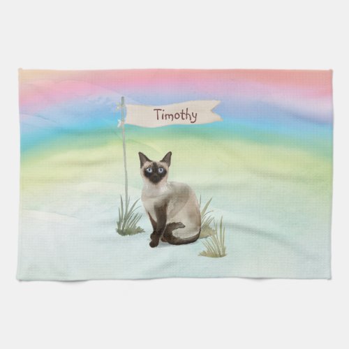 Custom Name Siamese Cat Pet Kitchen Towel